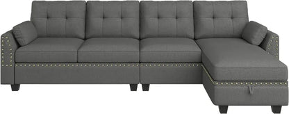 Reversible Sectional Sofa L-Shape Sofa Convertible Couch 4-Seater Sofas Sectional， Sofa Set Living Room Furniture