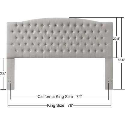 Linen Upholstered Tufted Button King Headboard and Comfortable Fashional Padded King/California King Size Headboard - Linen