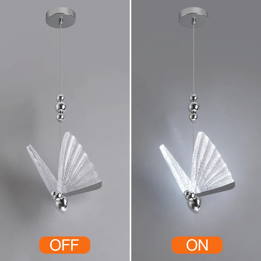 Lámpara colgante de mariposa LED moderna, lámpara colgante para dormitorio, lámpara de techo, lámpara colgante para mesita de noche, sala de estar, hogar, interior