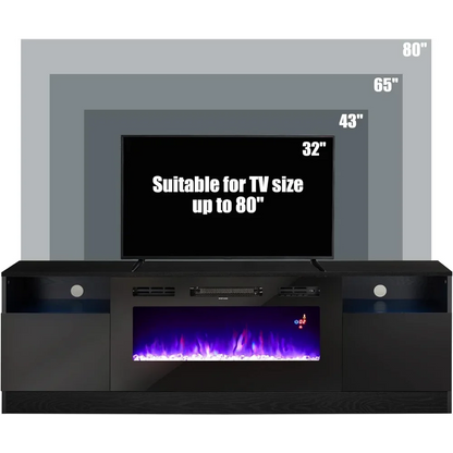 Soporte de TV con chimenea eléctrica de 36", centro de entretenimiento con luz LED, soporte de entretenimiento con textura de madera moderna