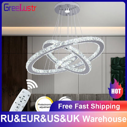 Modern Luxury Crystal Led Ceiling Chandelier Lamp Dining Room Lustre Luminaria Pendant Light Living Room lamparas colgantes para