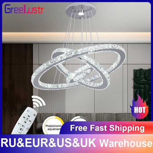 Modern Luxury Crystal Led Ceiling Chandelier Lamp Dining Room Lustre Luminaria Pendant Light Living Room lamparas colgantes para