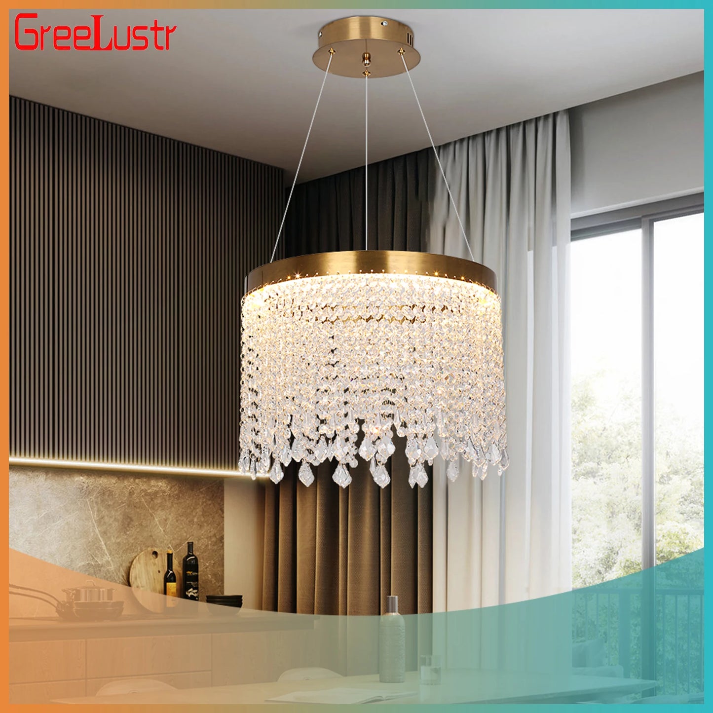 Modern Crystal Pendant Lighting Led Ceiling Lamp Kitchen Island Chandelier Nordic Living Dining Room Home Appliance Fixture