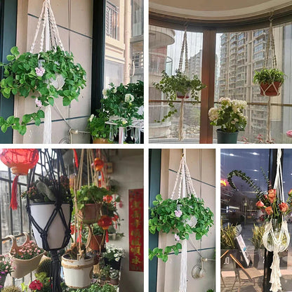 Panier suspendu en macramé fait à la main pour plantes, support de pots de jardin, décoration murale en macramé pour balcon, corde de levage nouée, décoration d'intérieur