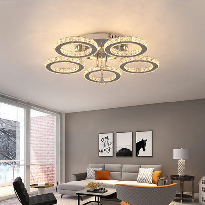 Crystal Led Ceiling Lamp With Remote Control Modern Chandelier Light Hanging Pendant Lamps Indoor Decora Surface Mounted Fixture