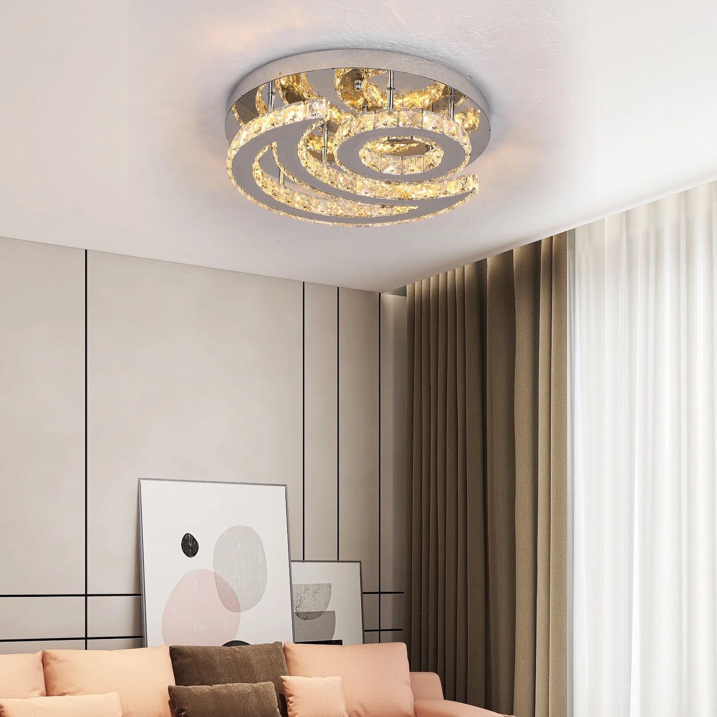 Modern Ceiling Lamp Crystal Led Sun Moon Design Chandelier Pendant Light Luminaire Fixtures Living Dining Room Bedroom Decor