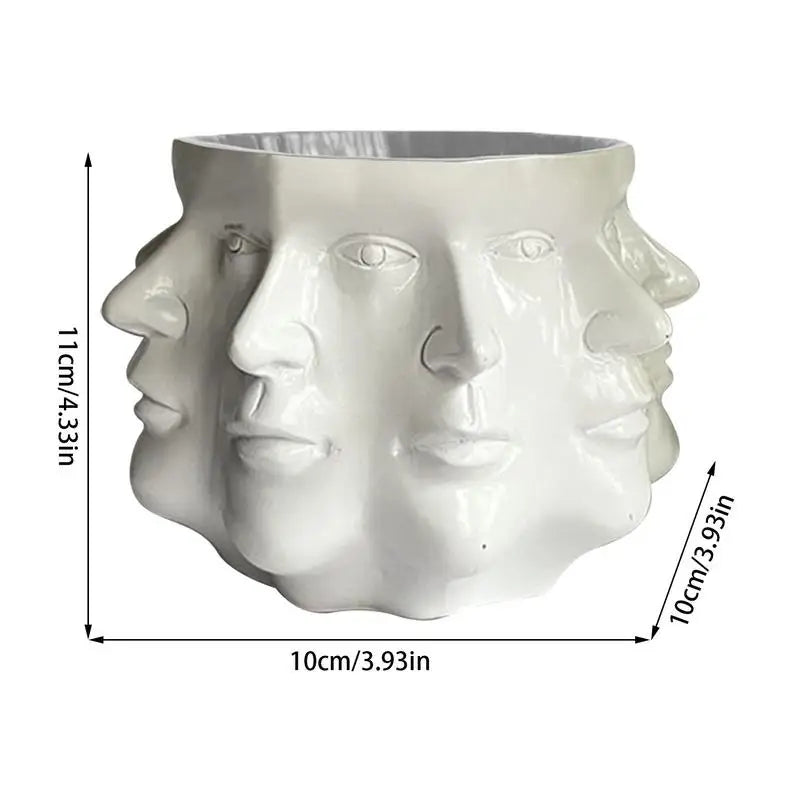 Vase à fleurs multi-faces en céramique simple et moderne, pot de fleurs à tête humaine, jardinière d'art nordique, vase créatif, décoration de salon pour la maison