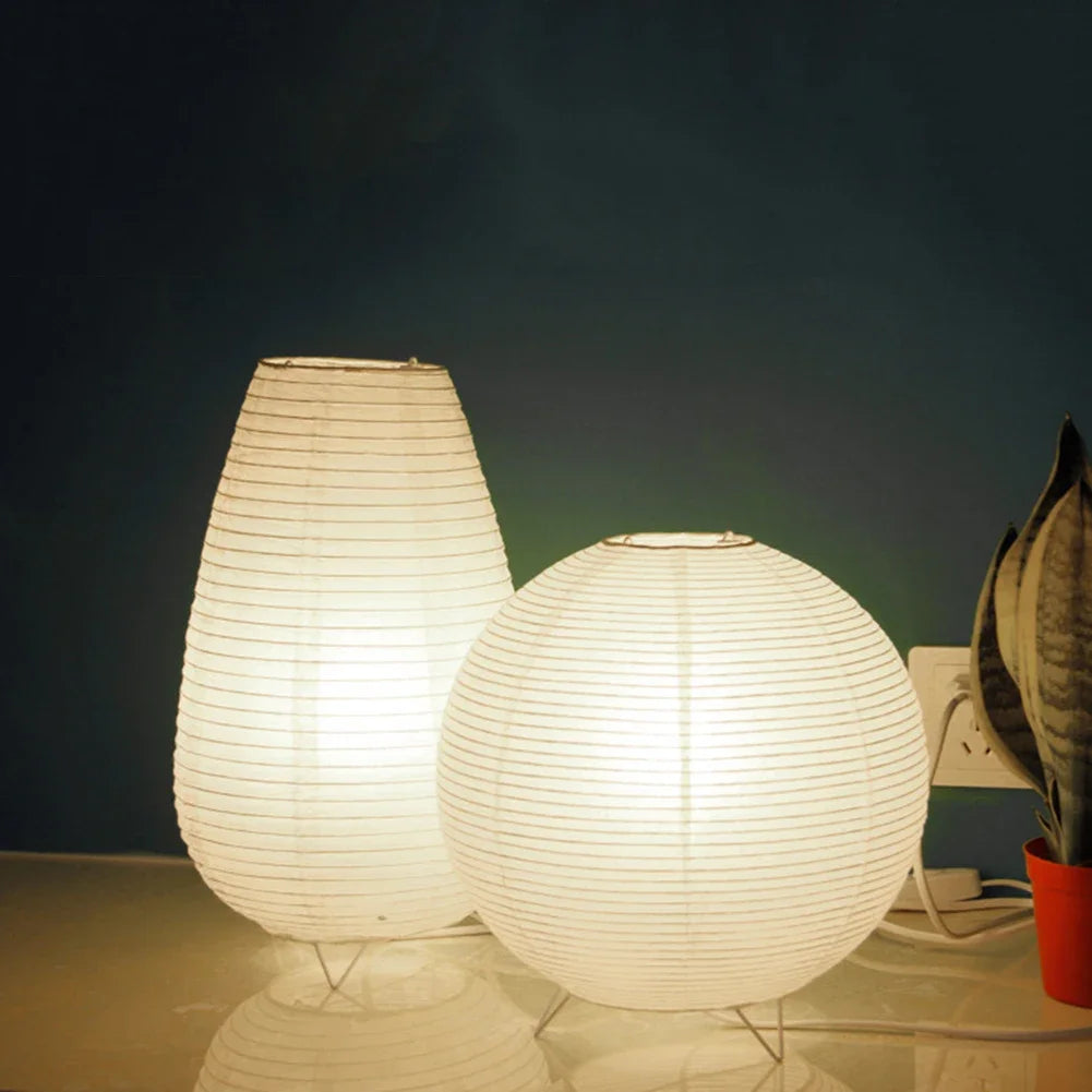 Lámparas de mesa con farolillos de papel nórdicos de bricolaje, estilo japonés, modernas, para sala de estudio, dormitorio, mesita de noche, iluminación LED de noche, decoraciones para el hogar