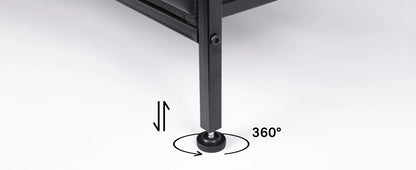 Commode pour chambre à coucher avec prises de courant et lumières LED, meuble TV noir 55" avec 8 tiroirs, coffre en tissu