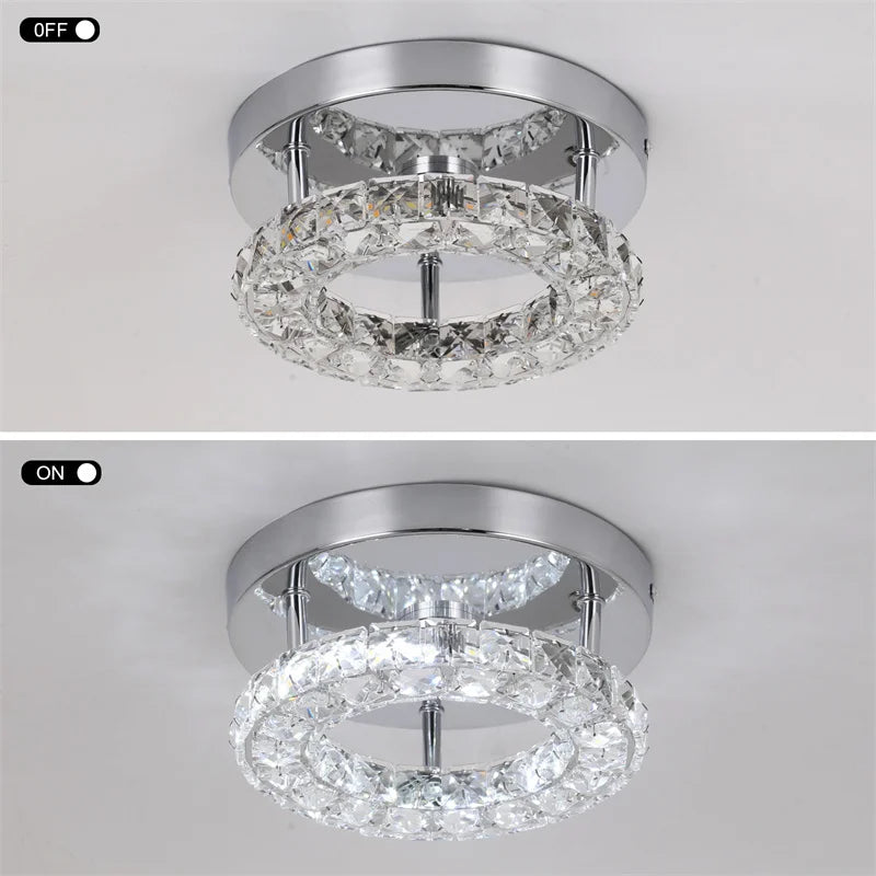 Plafonnier de chambre simple en cristal à LED, éclairage adapté au vestiaire, au couloir, au porche, lampe suspendue interchangeable