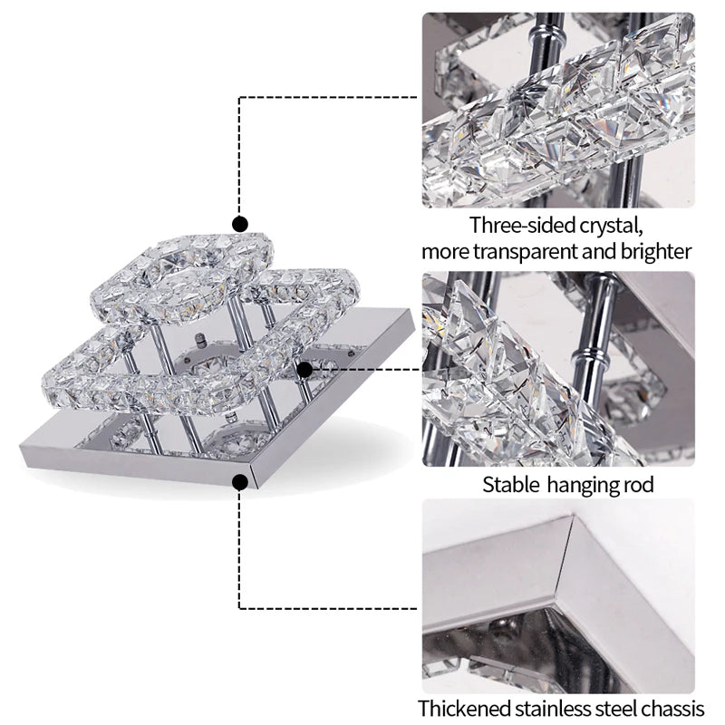 Lustre de plafond en cristal K9, luminaire suspendu pour couloir d'intérieur, éclairage de vestiaire, luminaire de plafond décoratif à LED pour allée