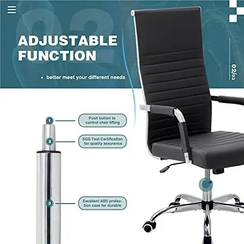 Silla de oficina acanalada con respaldo alto de cuero sintético, silla ejecutiva para conferencias, silla giratoria ajustable () Silla plegable Mesas redondas