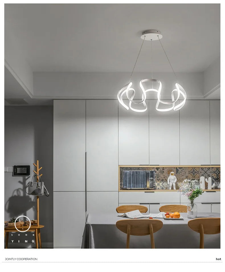 Modern Pendant Light Nordic Twisted Led Chandelier Ceiling Lamp Living Dining Room Chandelier  Corridor Personalized INS Fixture