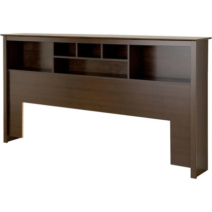 Cabecero de cama tamaño king: elegante cabecero espresso tamaño king con estantería para camas tamaño king, independiente (81,5" de ancho x 43" de alto x 11" de profundidad)