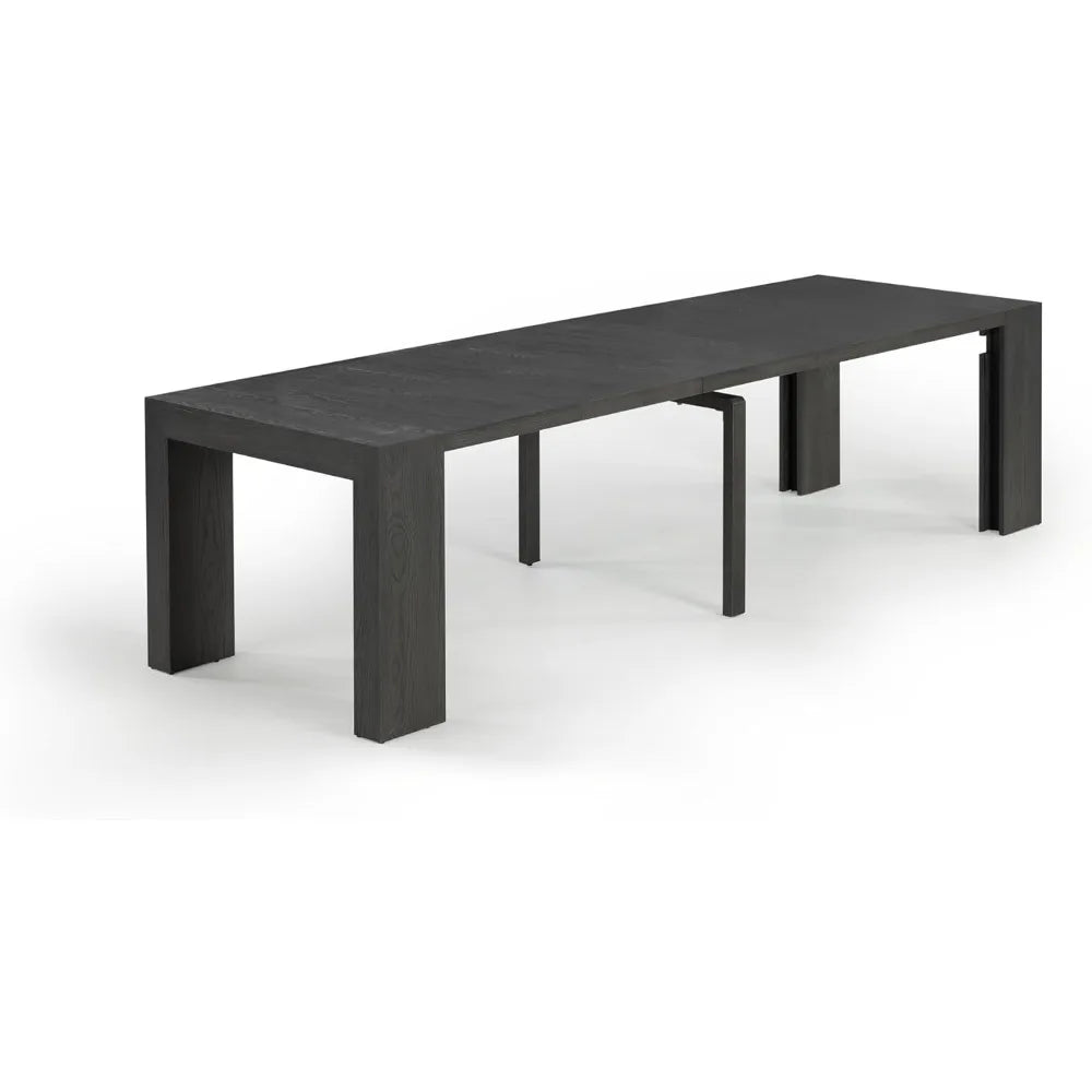 Mesa de comedor para 2 a 12 personas, mesa de comedor extensible de madera, 6 colores (negro, solo mesa), 118 x 37,5 x 30 pulgadas