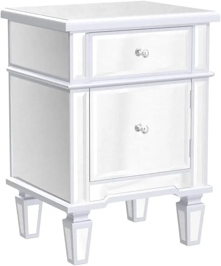 Nightstands Set of 2 Mirrored Side Tables Glass End Table with drawer for Bedroom