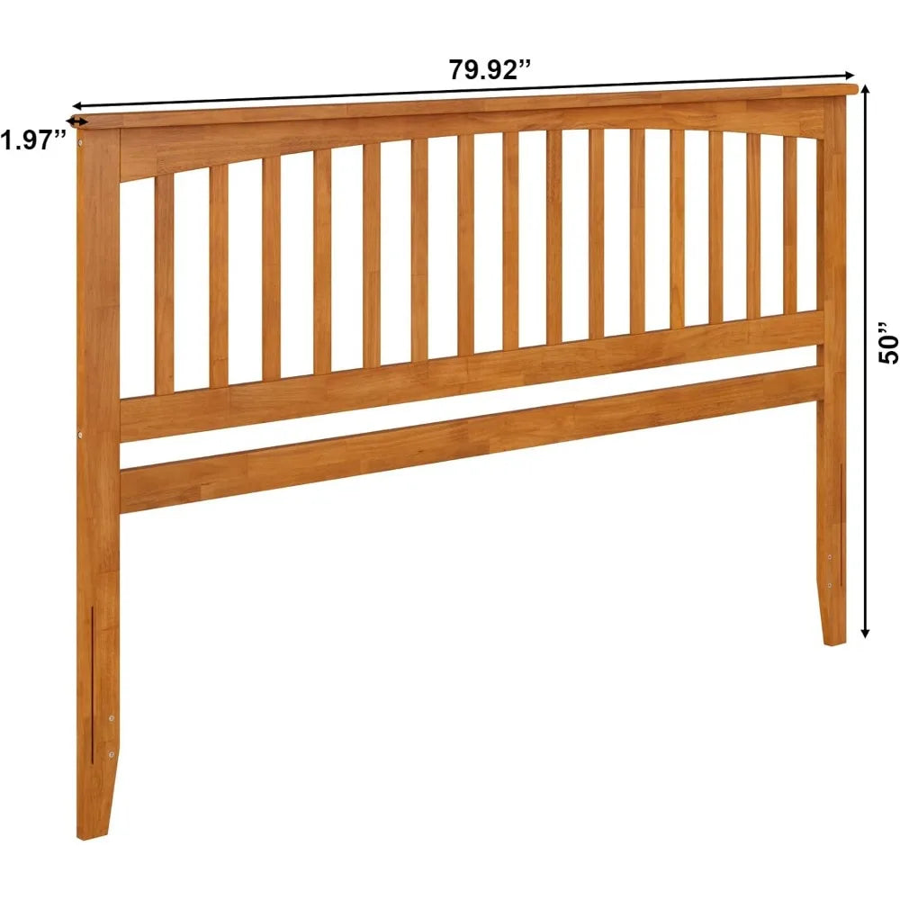 King Solid Wood Headboard With Attachable Charger, Light Toffee,headboards