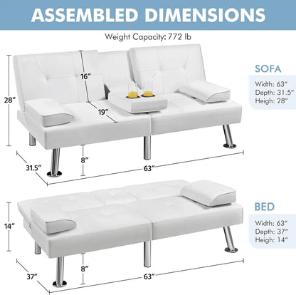 Sofa Bed Adjustmentsofa Double-sided Doublesofa Folding Sofa Bed Guestbed,cupholder,Bed Modern Artificial Leather Lounge Chair