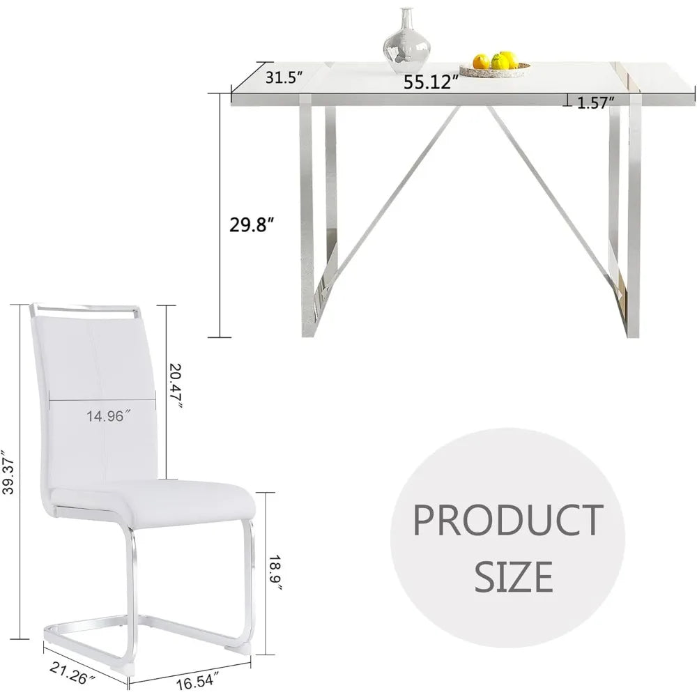 Dining Table Set for 4, Modern Rectangle White Dining Table with Chairs 4,Ideal for Home,Kitchen Dining Room,Kitchen Table