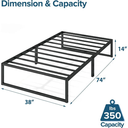 Lorelai 14 Inch Metal Platform Bed Frame    Mattress Foundation with Steel Slat Support    No Box Spring Needed