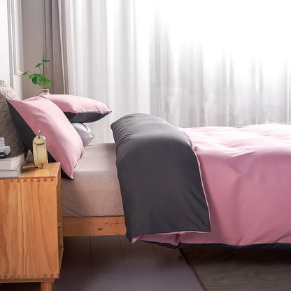 Home bedding set Double solid AB side Bean pink gray Duvet Cover Pillowcase US Twin FR king AU Single Queen UK Double 2/3pcs