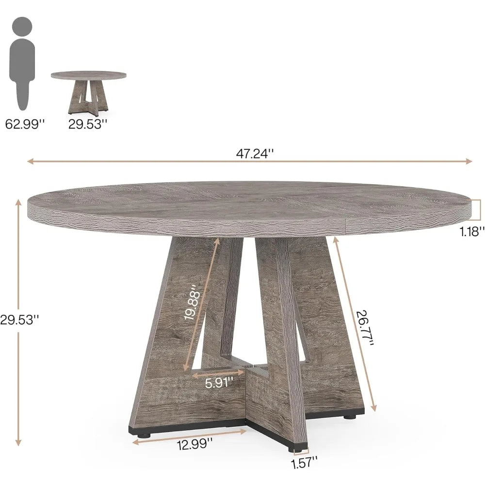 Juego de mesa y sillas de comedor, 47 pulgadas, 4 lujosas mesas y sillas de comedor, muebles de mesa redonda de cocina, mesa de comedor