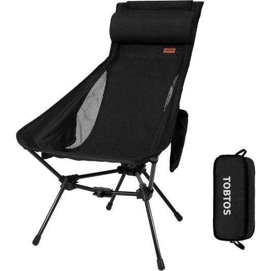 Chaise de camping à dossier haut, chaise de camping légère avec appui-tête, chaise pliante portable stable pour camping en plein air