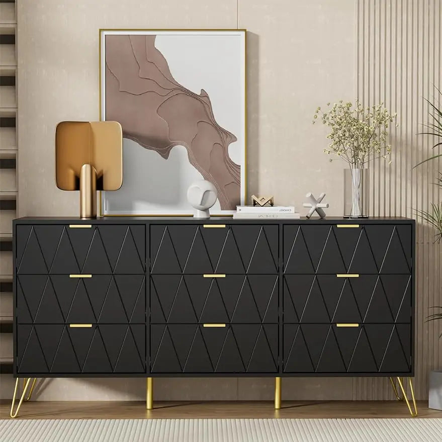 Dresser,Modern Storage Dresser with Wide Drawers,Wood Storage Chest of Drawers for Bedroom,Living Room,Hallway,Entryway