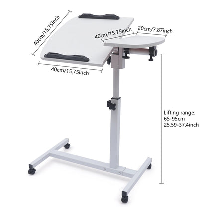 Angle & Height Adjustable Rolling Table Laptop Notebook Stand Tiltable Table Top Desk Sofa Bed Side Table