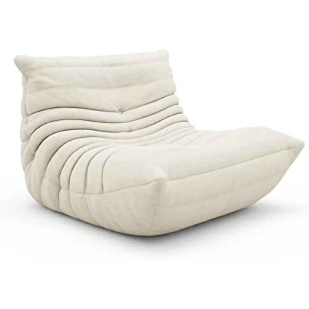 Fireside Chair, Soft Mohair Lounge Chair Lazy Floor Sofa Accent Bean Bag Couch for Living Room Corner Bedroom Salon Office