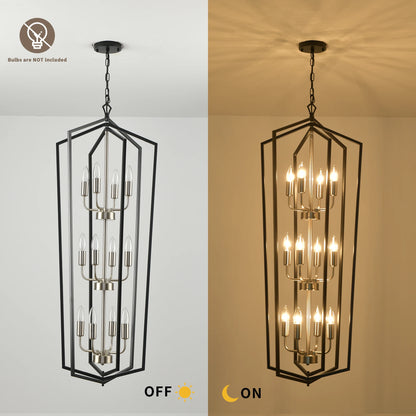 12-light luxury Lantern Tiered Chandeliers Classic American Style Pendant Lighting Ceiling Hanging Light Fixtures Indoor