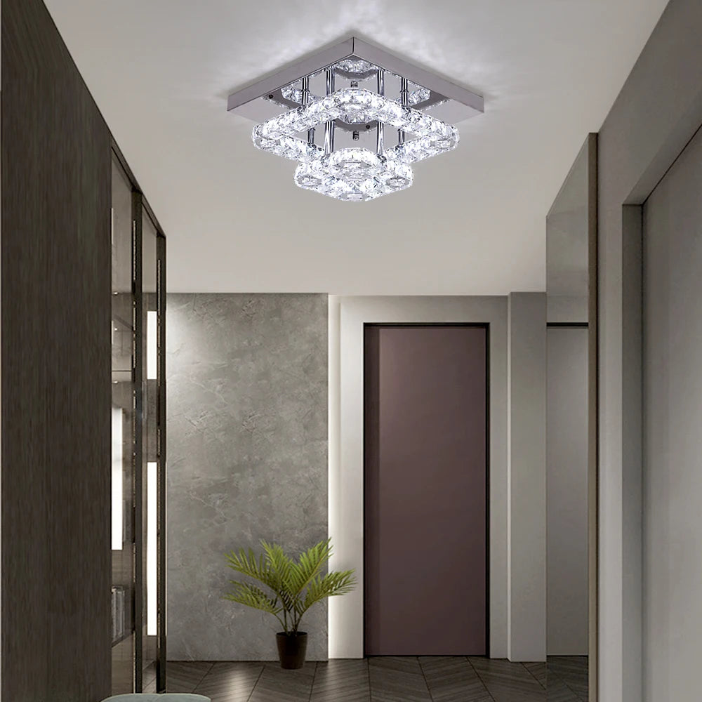 Lustre de plafond en cristal K9, luminaire suspendu pour couloir d'intérieur, éclairage de vestiaire, luminaire de plafond décoratif à LED pour allée