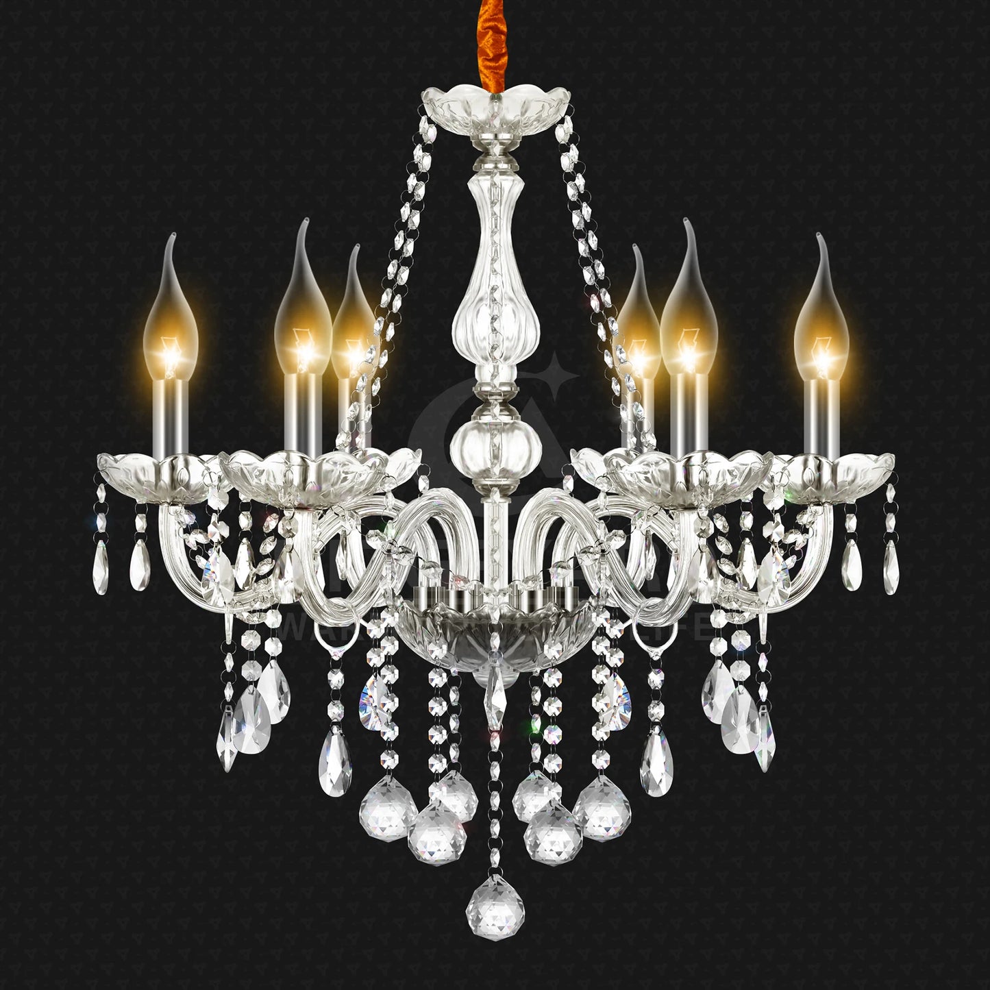 Samger Classic 6 Lights Tassels Chandelier 6 arms Crystal Lustre Light Ceiling Light Lamp Lighting