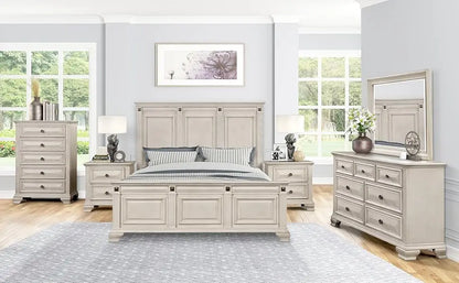 7-Drawer Dresser with Mirror, Renova Distressed Parchment Wood Bedroom Collection,for Living Room ,bedroom