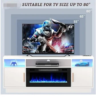 Electric Fireplace TV Stand-Led Entertainment Center-TV Stand with 18''/36" Electric Fireplace-Living Room Tv Cabinet w/ Storage