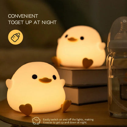 1pc Doudou Canard veilleuse Cadeau enfant lumière douce soin des yeux USB charge minutage automatique claquement lampe silicone