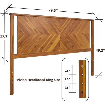 Bme Vivian Headboard ONLY, Rustic & Scandinavian Style with Solid Acacia Wood, Easy Assembly, King, Rustic Golden Brown