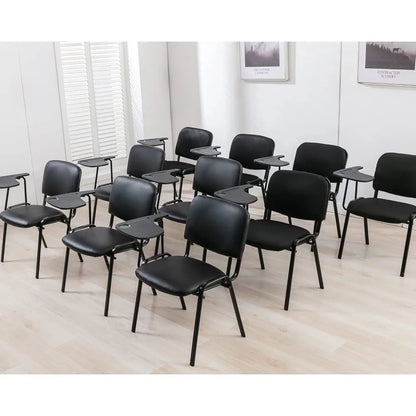 Reception Chair Set of 10, Mesh Office Chair Nesting Stacking Chairs, Black Flat Panel Armchair with Flip Table Conference Chair