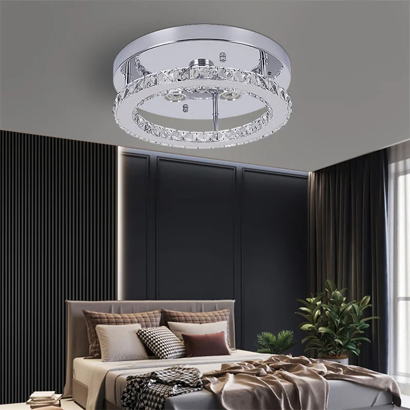 Plafonnier de chambre simple en cristal à LED, éclairage adapté au vestiaire, au couloir, au porche, lampe suspendue interchangeable