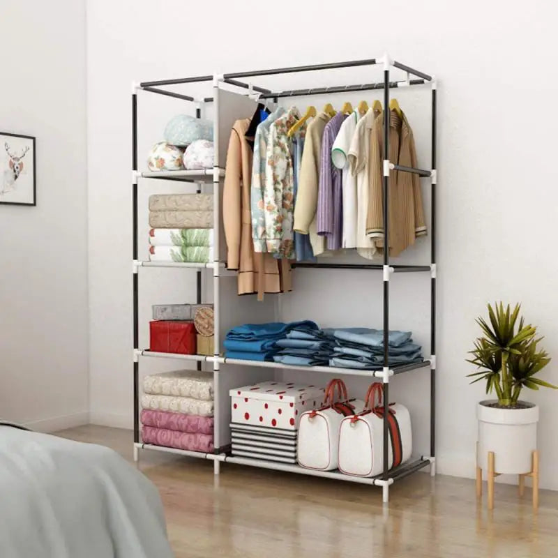 Portable Closet Storage Organizer Multipurpose Clothes Wardrobe Non-Woven Household Bedroom Storage Rack Cabinet Home Furniture