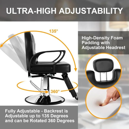 Heavy Duty Barber Chairs with 360 Degree Rotating Hydraulic Pump Salon Chair, Spa Beau ty Equipment for Hair Stylists