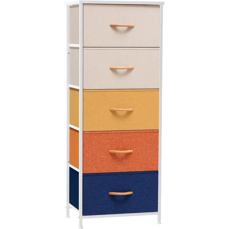 Tour de rangement verticale pour commode - Cadre en acier robuste, plateau en bois, bacs en tissu faciles à tirer 17,7"x11,8"x46,1" Meubles