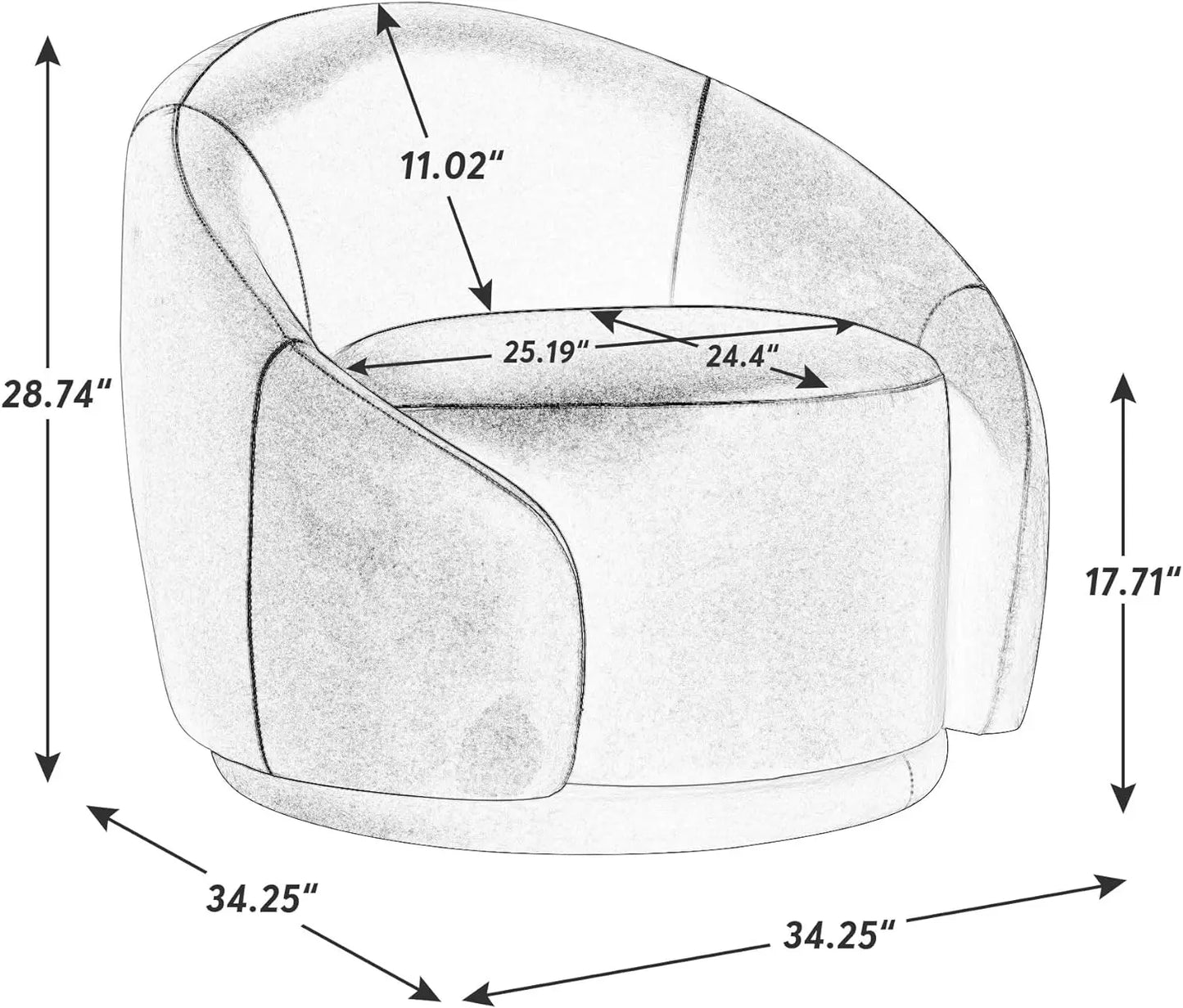 Fauteuil pivotant en forme de tonneau, fauteuil d'appoint rond moderne rembourré, fauteuil de canapé simple pivotant à 360 ° pour salon et chambre à coucher