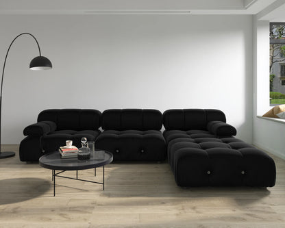 Minimalist Sectional Sofa for Living Room Black Velvet Fabric Modular Couches with Ottomans Comfortable Lounge Couch Sofas Sets