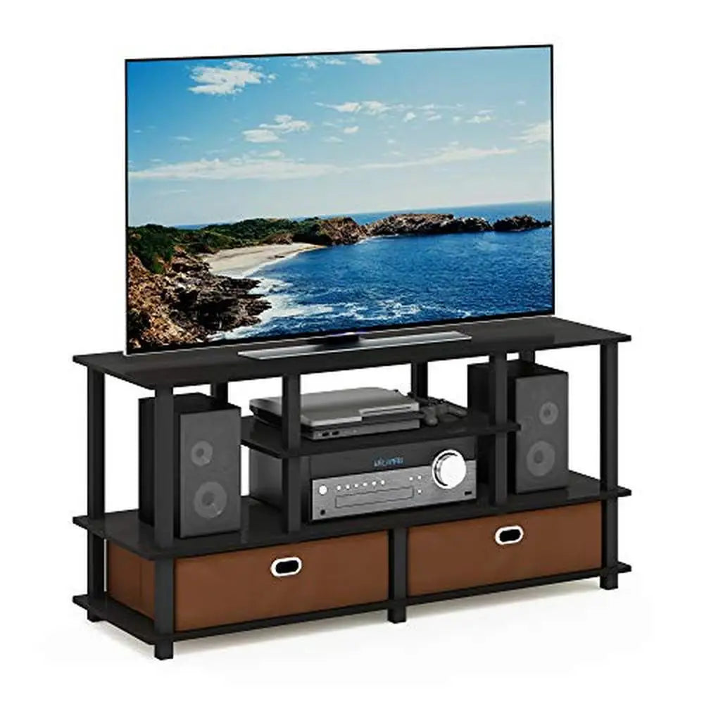 Wooden TV Stand Up to 50" TVs Black Contemporary Media Console 37.4 lbs 47.63 x 15.55 x 22.79