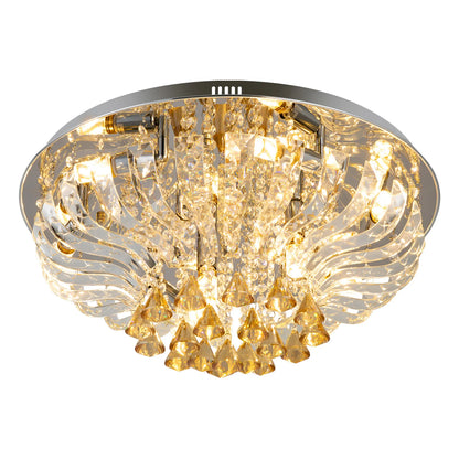 60*30cm Crystal Ceiling Lamp K9 Modern Crystal Chandelier 85V-265V with Light Remote Control Three Light Colors for Dining Room