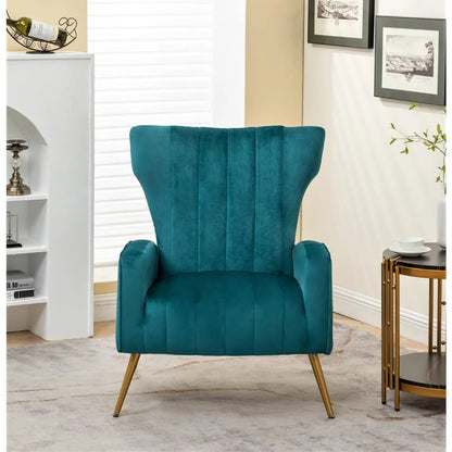 Modern Velvet Accent Chair for Living Room, Bedroom or Office with Stylish Metal Legs, Plush Upholstery and Wood Frame,