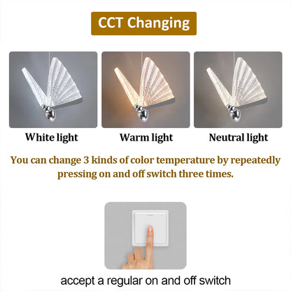 Modern LED Butterfly Pendant Light Fixture Luminaire Bedroom Chanderlier Hanging Ceiling Lamps Bedside Living Room Home Indoor