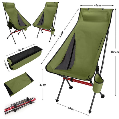 Chaise pliante ultralégère pour camping en plein air, chaise de voyage, pêche, barbecue, randonnée, forte charge élevée 150 kg, chaise de pêche en tissu Oxford pour la plage