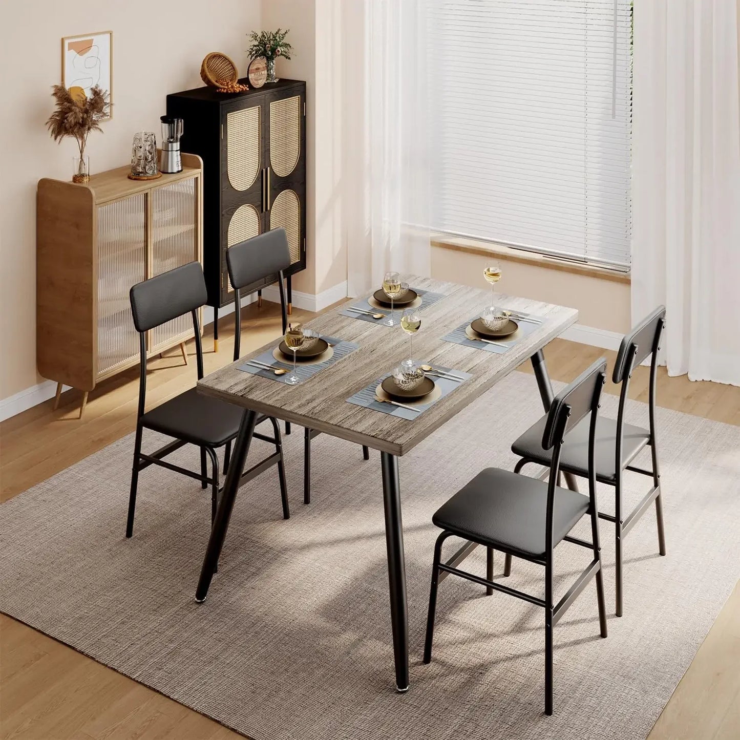 Kitchen Dining Table with 4 Chairs for Small Space Dinning Tables and Chairs Apartment Chair Dining Room Set Furniture Bedroom